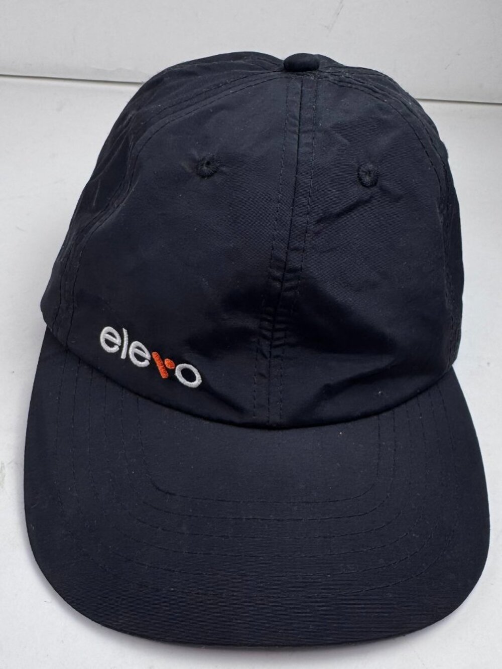 Elevo Spellout Logo Baseball Cap Hat Black Lightweight Polyester Adjustable lint